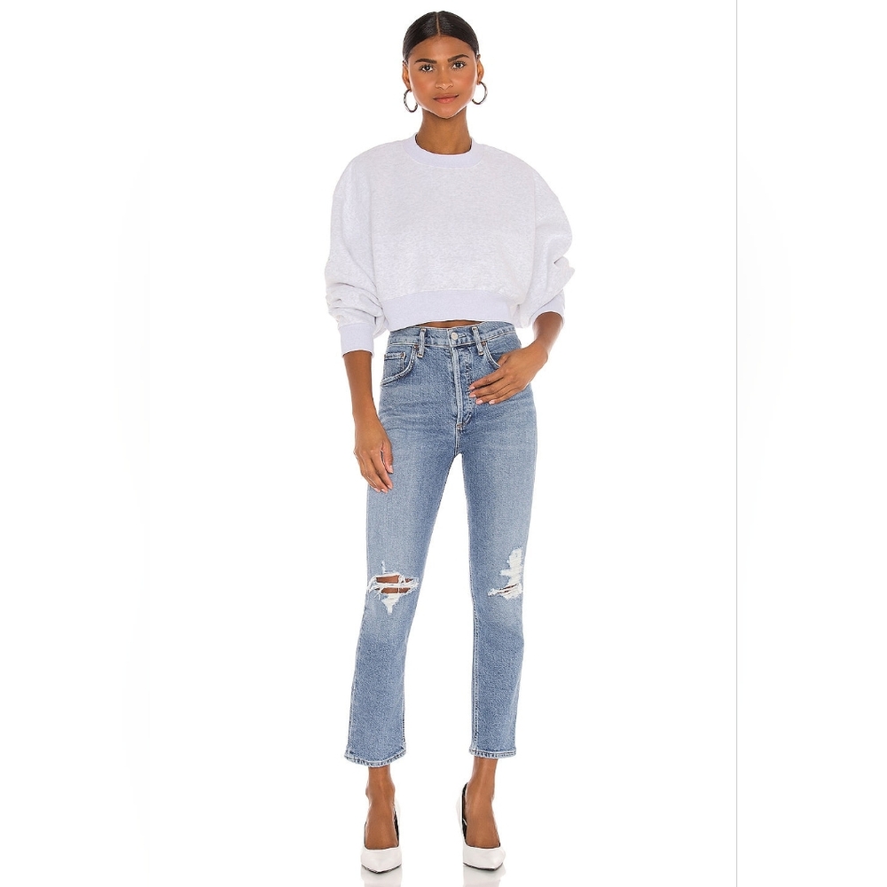 AGOLDE Riley High Rise Stretch Crop Jeans Whiplash 90's Distressed 27 Revolve